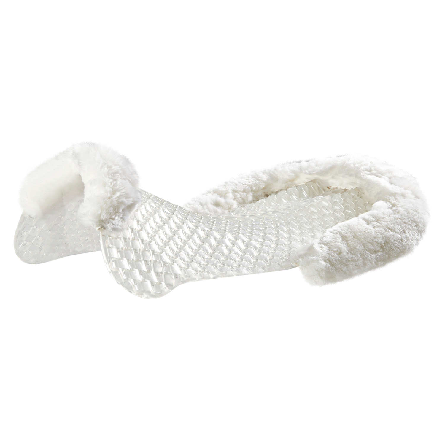 Acavallo | Respira Air Release Gel-Pad mit Schaffelleinsätzen und vorderer Erhöhung Weiß | Gel Transparent