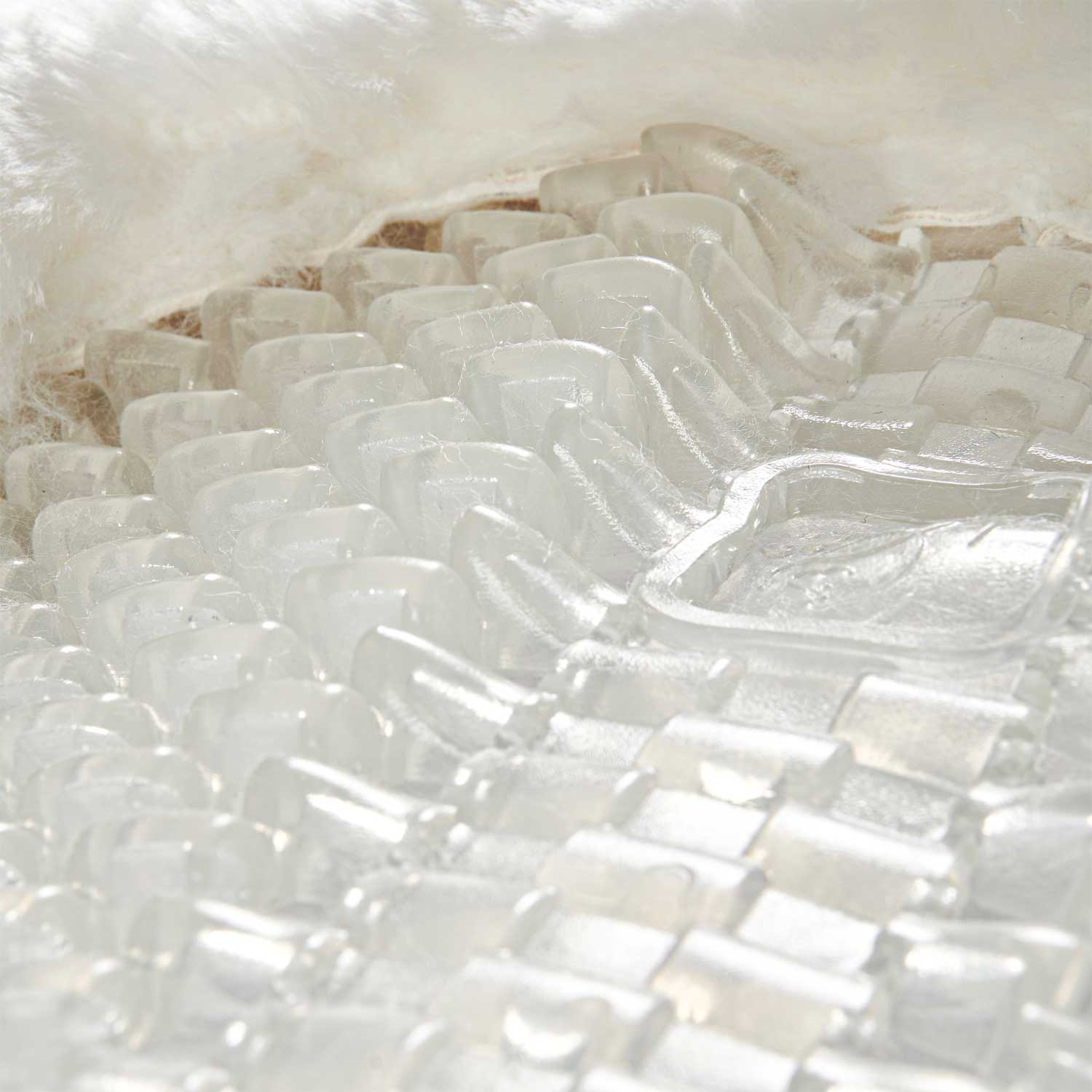 Acavallo | Respira Air Release Gel-Pad mit Schaffelleinsätzen und vorderer Erhöhung Weiß | Gel Transparent