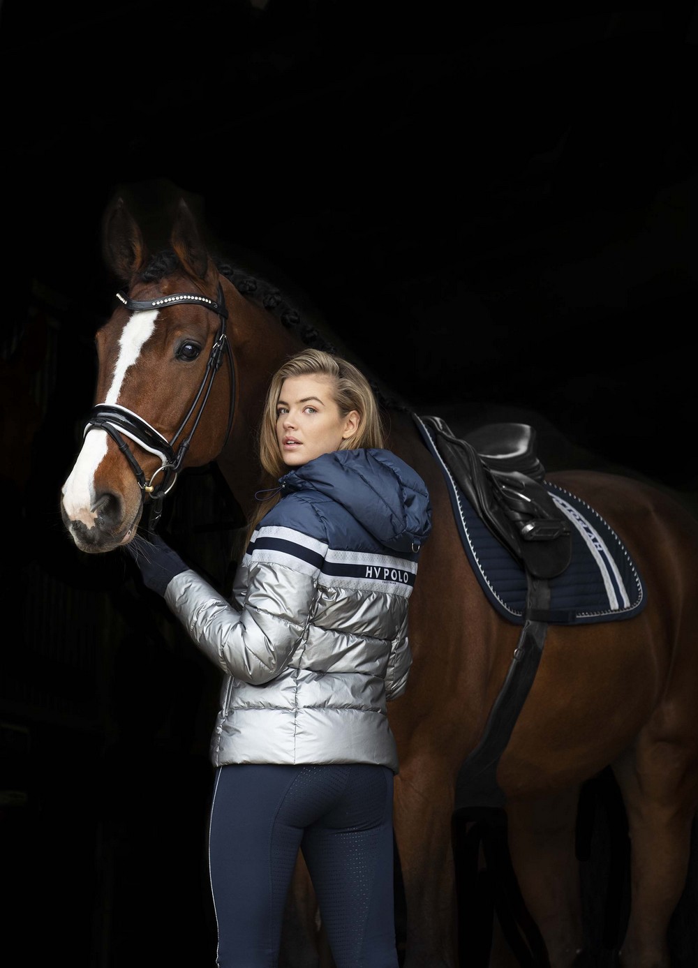 HVP | Steppjacke Elize | Metallic marine-silber - L